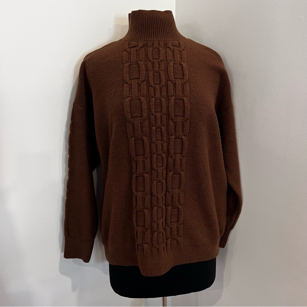 Calvin Klein Tech Knit Mock Neck Sweater in brown